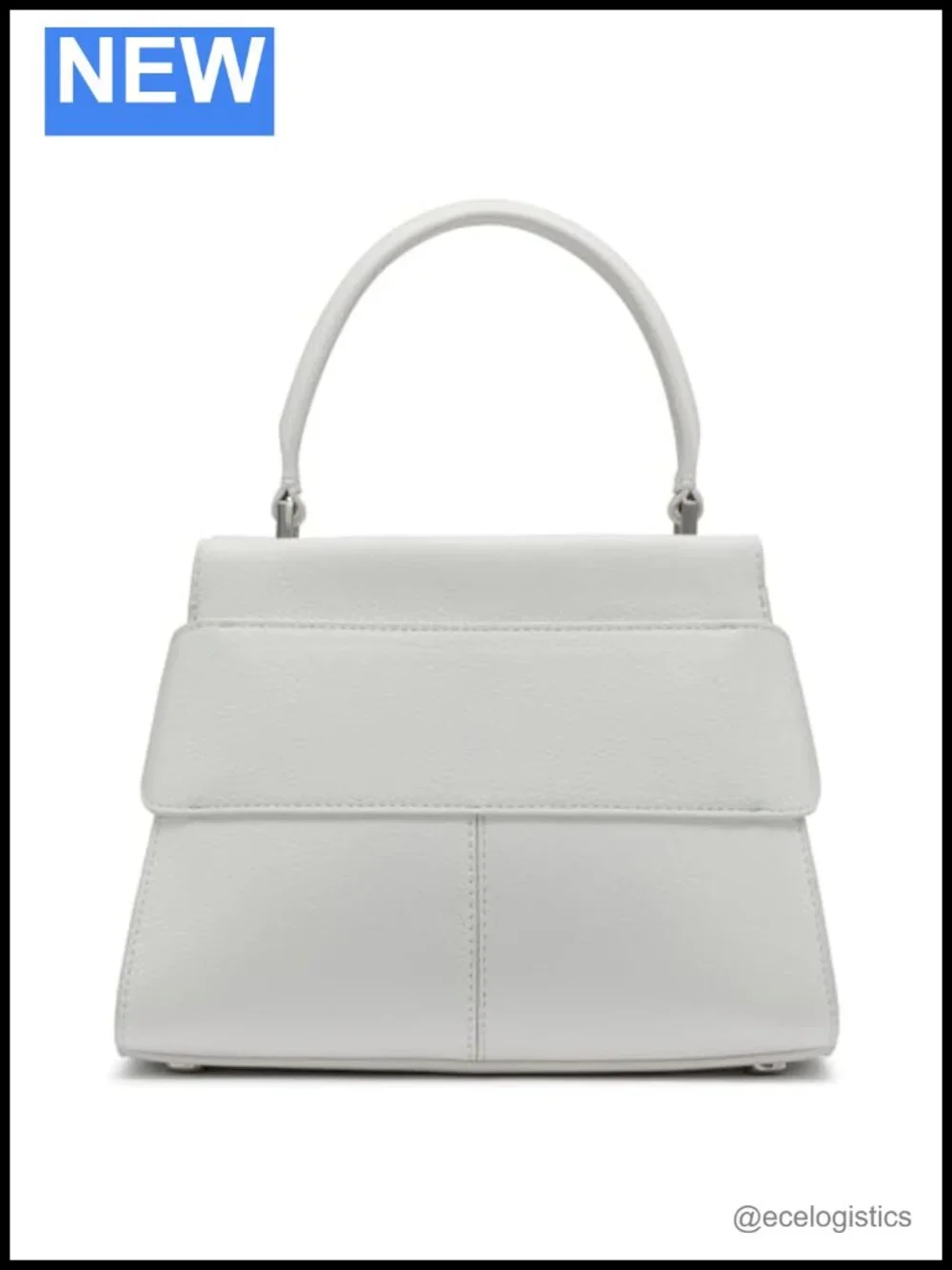 Faux Leather Satchel Bag - Small Top-Handle Purse